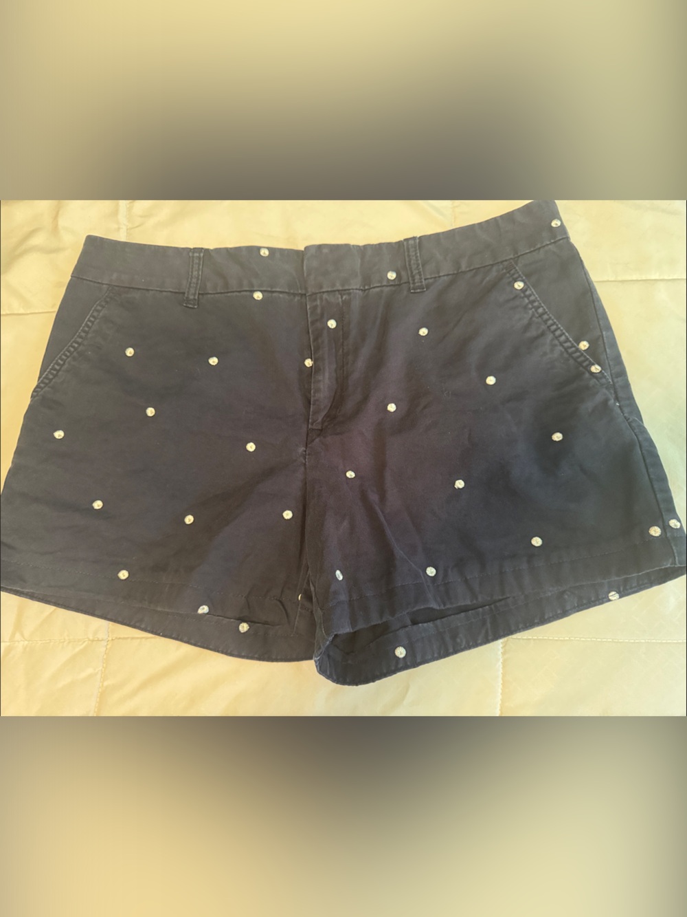 Tommy Hilfiger Dark Navy Dot Embroidered Cotton Shorts